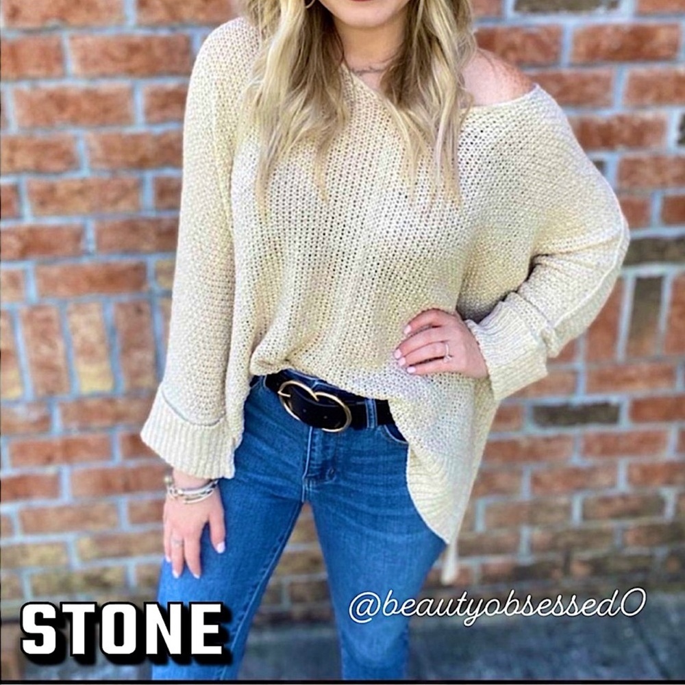 🆕🌿🤍BEFORE YOU: STONE Lightweight Knitted Sweater ONESIZE